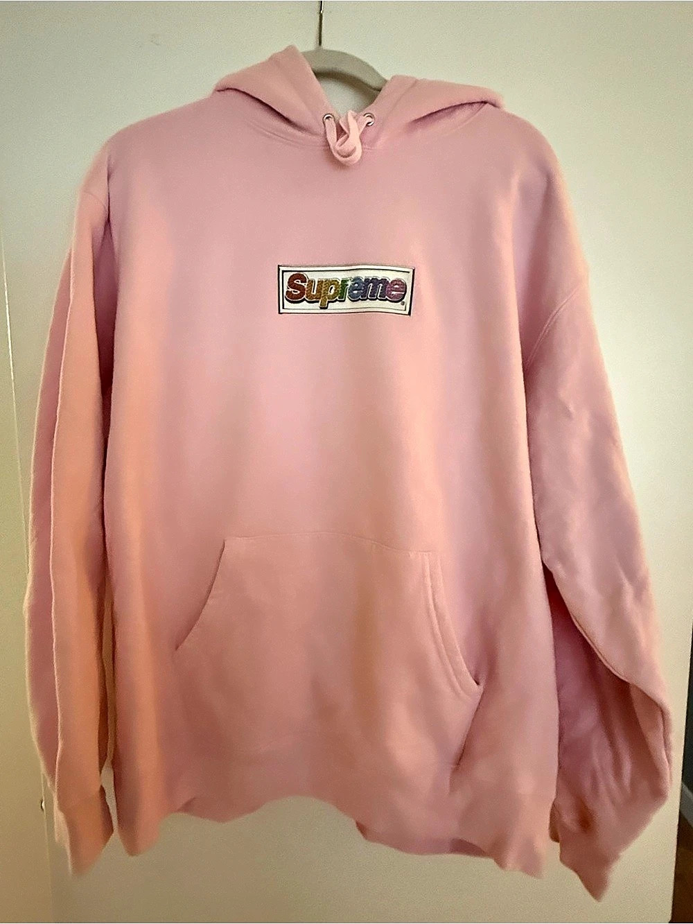 Supreme Bling Box Logo Hooded Sweatshirt Light Pink Large